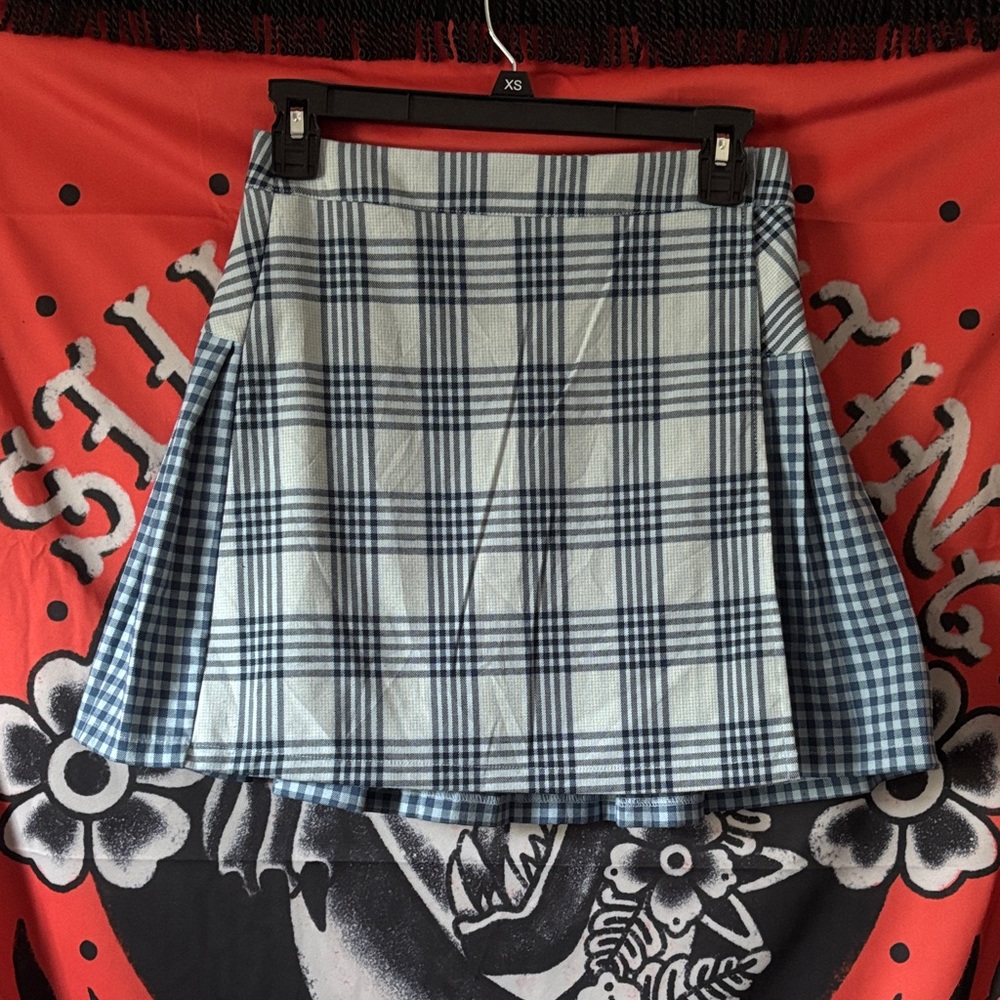 Urban Outfitters Blue and White Plaid Mini Skirt